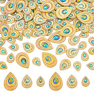 AHADERMAKER 120Pcs 3 Style Opaque Resin Cabochons, Imitation Peacock Feather, Faceted Teardrop, Yellow, 13.5~24x10.5~17x2~2.5mm(CRES-GA0001-08)