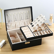 Imitation Leather Jewelry Storage Boxes, for Earrings, Rings, Necklaces, Rectangle, Black, 17x23x9cm(PW-WG52370-04)