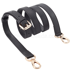 PU Imitation Leather Adjustable Bag Straps, with Swivel Snap Hooks, for Crossbody Bag Handle Accessories, Black, 108~130cm(AJEW-WH0347-65B)