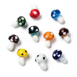 Handmade Lampwork Beads, Mushroom, Mixed Color, 19x14.5mm, Hole: 2mm(LAMP-R107-M03)