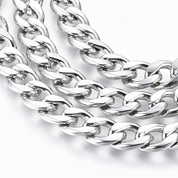 Men Curb Chain Necklace, 316 Surgical Stainless Steel Necklaces, with Lobster Claw Clasps, Rock Style, Stainless Steel Color, 23.6 inch(60cm)(X-NJEW-F027-46)