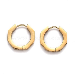 304 Stainless Steel Octagon Huggie Hoop Earrings, Golden, 15x16x3mm, Pin: 1mm(STAS-H156-04A-G)