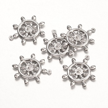 316 Surgical Stainless Steel Pendants, Helm, Stainless Steel Color, 24x21x2mm, Hole: 1mm