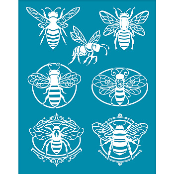 Silk Screen Printing Stencil, for Painting on Wood, DIY Decoration T-Shirt Fabric, Bees, 100x127mm