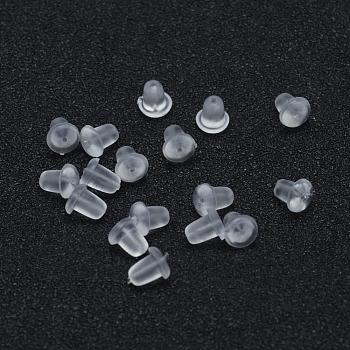 Eco-Friendly Plastic Ear Nuts, Earring Backs, Clear, 4x4mm, Hole: 0.5mm, about 9500pcs/bag