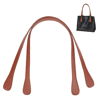 PU Leather Sew on Bag Handles, for Handbag Replacement Accessories, Sienna, 64x1.5~3.2x0.4cm, Hole: 1.2mm