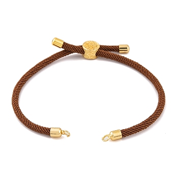 Nylon Cords Bracelet Makings Fit for Connector Charms, with Golden Brass Tree Slider Beads, Long-Lasting Plated, Camel, 8-5/8 inch(22cm), Hole: 1.9mm