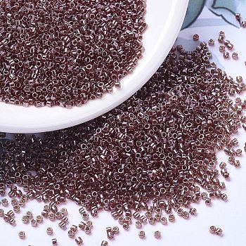 MIYUKI Delica Beads, Cylinder, Japanese Seed Beads, 11/0, (DB1222) Transparent Dark Cranberry Luster, 1.3x1.6mm, Hole: 0.8mm, about 2000pcs/10g