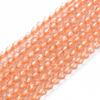 Glass Beads Strands, Faceted, Rondelle, Light Salmon, 2mm, Hole: 0.5mm, about 192~194pcs/strand, 12.99~13.39 inches(33~34cm)