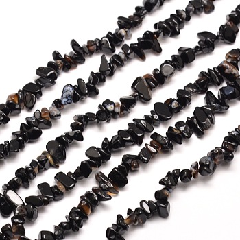 Natural Black Onyx Chip Bead Strands Dyed & Heated, 5~8x5~8mm, Hole: 1mm, about 31.5 inch