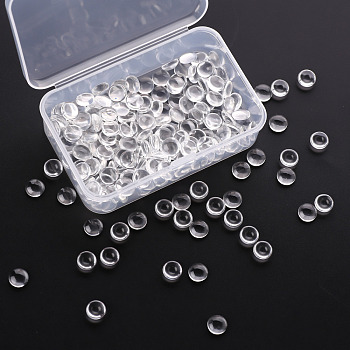 200Pcs Transparent Glass Cabochons, Clear Dome Cabochon for Cameo Photo Pendant Jewelry Making, Clear, 7.5~8x3mm