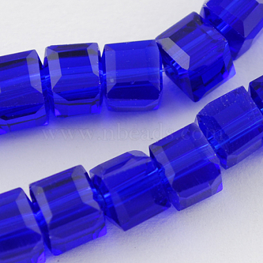 8mm Blue Cube Glass Beads