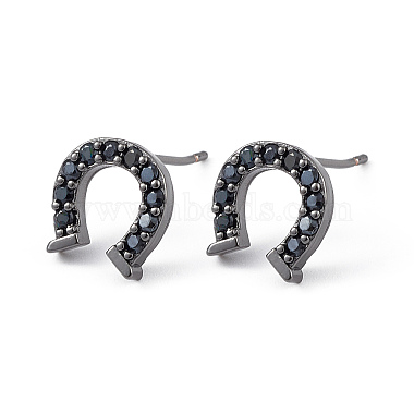 Black Others Brass+Cubic Zirconia Stud Earrings