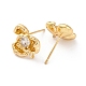 Brass Micro Pave Clear Cubic Zirconia Stud Earrings Finding(KK-Z084-12G)-2