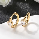 304 Stainless Steel Heart Hoop Earrings, with Clear Cubic Zirconia, Ion Plating(IP), Real 18K Gold Plated, 15.5x16.5x5.5mm(EJEW-H172-03G)