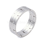 Non-Tarnish 304 Stainless Steel Chain Shape Finger Ring, Wide Band Rings for Women Men, Stainless Steel Color, 6mm, US Size 7 3/4(17.9mm)(RJEW-C084-01C-P)