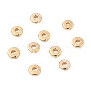 Brass Spacer Beads, Disc, Real 18K Gold Plated, 4x1mm, Hole: 1.2mm(KK-T035-100)