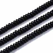 Natural Black Stone Beads Strands, Rondelle, 4~5x2mm, Hole: 0.8mm, about 185~187pcs/strand, 14.96~15.35 inch(38~39cm)(G-S366-089)