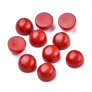 Synthetic Coral Cabochons, Half Round, 6x3~3.5mm(G-P393-R65-6MM)