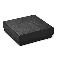 Square Cardboard Necklace Box, Jewelry Storage Case with Velvet Sponge Inside, for Necklaces, Black, 8.8x8.8x2.65cm(CBOX-Q038-02F)