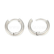 202 Stainless Steel Huggie Hoop Earrings, Hypoallergenic Earrings, with 316 Stainless Steel Pin, Thick Hoop Earrings, Ring, Stainless Steel Color, 10 Gauge, 14.5x14x2.5mm, Pin: 1mm(X1-A-EJEW-O087-06F-P)