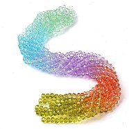 Transparent Painted Glass Beads Strands, Faceted, Rondelle, Colorful, 6x5mm, Hole: 1mm, about 80pcs/strand, 16.54''(42cm)(DGLA-A034-T6mm-A12)