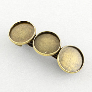 Iron Hair Barrette Findings, Vintage Hair Accessories, with Brass Tray, Antique Bronze, 52x18mm, tray: 16mm(MAK-S011-FN003AB)