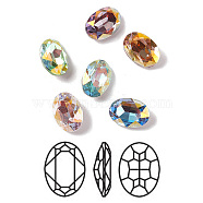 K9 Glass Rhinestone Cabochons, Pointed Back & Back Plated, Oval, Mixed Color, 14x10x5.5mm(RGLA-J020-C-LA)