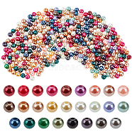 Glass Pearl Beads, Round, Mixed Color, 4~4.5mm, Hole: 0.7~1.1mm(HY-PH0008-4mm-01M)