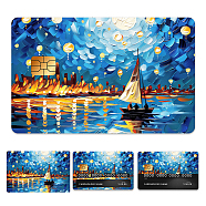 Plastic Waterproof Card Stickers, Self-adhesion Card Skin for Bank Card Decor, Rectangle, Sailboat, 140x190mm(STIC-WH0032-155)