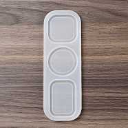 Square/Round/Rectangle Mini Serving Tray Pendant DIY Silicone Molds, Resin Casting Molds, for UV Resin, Epoxy Resin Craft Making, White, 150x51x5.5mm, Inner Diameter: 40~50~37~40mm(SIMO-R002-02A)