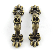 Flower Wooden Box Pull Handle, Cabinet Door Handle Furniture Pull, Antique Bronze, 42x10x10mm, Hole: 2.5mm(X-IFIN-R203-40AB)