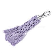 Polycotton(Polyester Cotton) Tassel Big Pendants Decorations, with Platinum Plated Alloy Swivel Clasps, Medium Orchid, 150mm~160mm(FIND-R089-07)