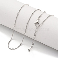 Round Brass Curb Chain Necklaces for Women, Platinum, 18.03 inch(458mm)(NJEW-G084-18P)