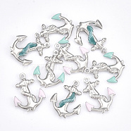 304 Stainless Steel Pendants, with Enamel, Anchor, Mixed Color, Stainless Steel Color, 23.5x18.5x3mm, Hole: 1mm(STAS-T039-02A)