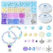 DIY Stretch Bracelet Making Kit, Including Butterfly & Oval & Snowflake Acrylic & Plastic Beads, Crown Alloy & Glass Charms, Mixed Color(DIY-FS0004-18)