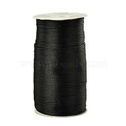 Eco-Friendly 100% Polyester Thread, Rattail Satin Cord, for Chinese Knotting, Beading, Jewelry Making, Black, 2mm, about 250yards/roll(228.6m/roll), 750 feet/roll(NWIR-G014-900)
