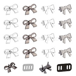 Gorgecraft 16 Sets 4 Styles Zinc Alloy Bowknot Shoe Buckle Clips, with Gasket, Mixed Color, Bowknot: 17~18x25~29.5x5~6.8mm, Gasket: 19~26x12~13x0.6~0.8mm, Hole: 6~7x2~2.3mm, 2pcs/set, 4 sets/style(FIND-GF0004-48)