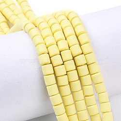 Handmade Polymer Clay Bead Strands, Column, Light Yellow, 6.5x6mm, Hole: 1.2mm, about 61pcs/strand, 15.75 inch(40cm)(CLAY-ZX006-01-43)