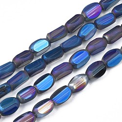 Electroplate Glass Beads Strands, Faceted, AB Color, Cuboid, Marine Blue, 6~7x4~5x3mm, Hole: 0.8mm, about 80pcs/strand, 20.08 inch~ 20.31 inch(51~51.6cm)(EGLA-S188-12-B01)