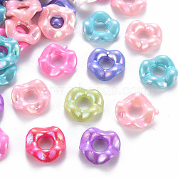 Opaque Acrylic Beads, Dyed, AB Color, Doughnut, Mixed Color, 12.5x4mm, Hole: 4.5mm, about 1750pcs/500g(TACR-S153-33I)