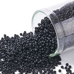 TOHO Round Seed Beads, Japanese Seed Beads, (49F) Opaque Frost Jet, 15/0, 1.5mm, Hole: 0.7mm, about 15000pcs/50g(SEED-XTR15-0049F)