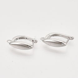 Brass Hoop Earring Findings with Latch Back Closure, Nickel Free, with Horizontal Loop, Horse Eye, Real Platinum Plated, 17.5x5x12.5mm, Hole: 1.2mm, pin: 1x0.7mm(KK-T048-019P-NF)