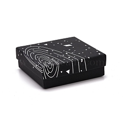 Cardboard Jewelry Boxes, with Black Sponge Mat, for Jewelry Gift Packaging, Square with Galaxy Pattern, Black, 9.3x9.3x3.15cm(CON-D012-02C)