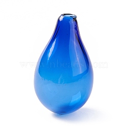 Handmade Blown Glass Bottles, for Glass Vial Pendants Making, Teardrop, Blue, 30~32x18.5~19mm, Hole: 2~3.5mm(GLAA-B005-03F)