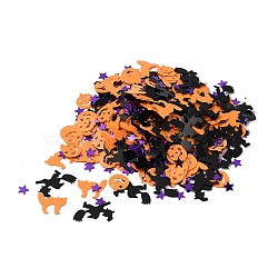 Plastic Table Scatter Confetti, for Halloween Party Decorations, Witch, Star, Pumpkin, Cat, Black & Orange & Purple, 6~18.6x6~20.7x0.25~3mm(X-DIY-I042-A11)