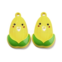 Autumn Theme Spray Painted Alloy Enamel Pendant, Corn, Yellow, 22.5x14x4mm, Hole: 1.2mm(PALLOY-Z014-16)