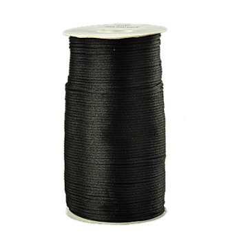 Eco-Friendly 100% Polyester Thread, Rattail Satin Cord, for Chinese Knotting, Beading, Jewelry Making, Black, 2mm, about 250yards/roll(228.6m/roll), 750 feet/roll
