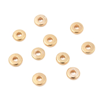 Brass Spacer Beads, Disc, Real 18K Gold Plated, 4x1mm, Hole: 1.2mm