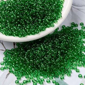 MIYUKI Round Rocailles Beads, Japanese Seed Beads, (RR145) Transparent Light Green, 8/0, 3mm, Hole: 1mm, about 2111~2277pcs/50g